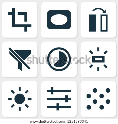 Picture icons set with vignette, wb sunny, pattern and other accelerated elements. Isolated vector illustration picture icons.