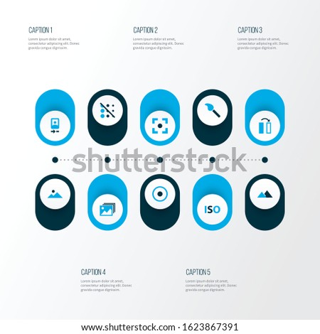 Image icons colored set with circle, iso, center focus and other dartboard elements. Isolated vector illustration image icons.