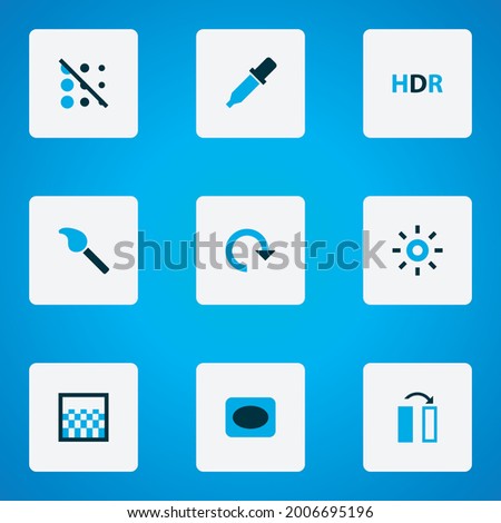 Picture icons colored set with circle, gradient, effect and other pipette elements. Isolated vector illustration picture icons.