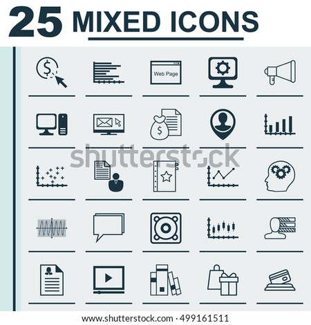 Set Of 25 Universal Editable Icons For Marketing, Advertising And Human Resources Topics. Includes Icons Such As Plot Diagram, Report, Warranty And More.