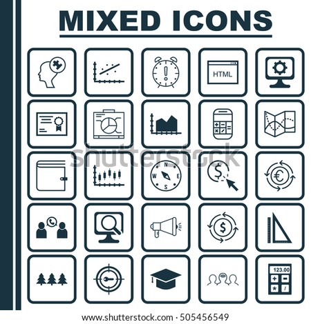 Set Of 25 Universal Editable Icons. Can Be Used For Web, Mobile And App Design. Includes Icons Such As Phone Conference, Board, Road Map And More.