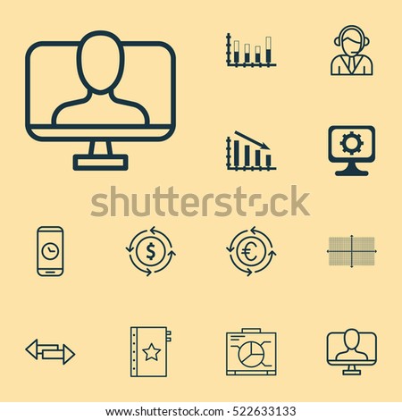 Set Of 12 Universal Editable Icons. Can Be Used For Web, Mobile And App Design. Includes Elements Such As Segmented Bar Graph, Board, Call Duration And More.