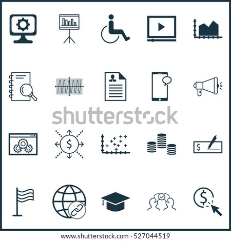 Set Of 20 Universal Editable Icons. Can Be Used For Web, Mobile And App Design. Includes Elements Such As Graduation, Connectivity, Sequence Graphics And More.