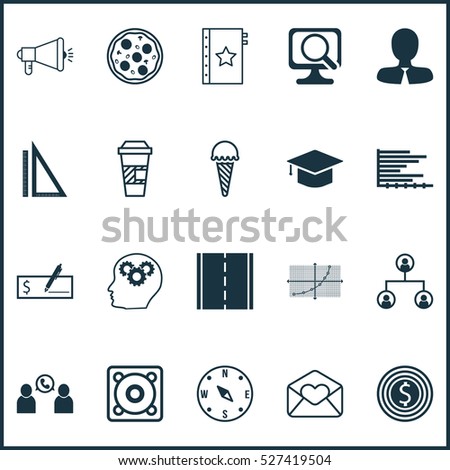 Set Of 20 Universal Editable Icons. Can Be Used For Web, Mobile And App Design. Includes Elements Such As Business Goal, Bars Chart, Manager And More.