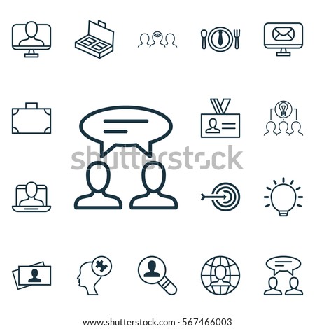 Set Of 16 Business Management Icons. Includes Global Work, Collaborative Solution, Coaching And Other Symbols. Beautiful Design Elements.