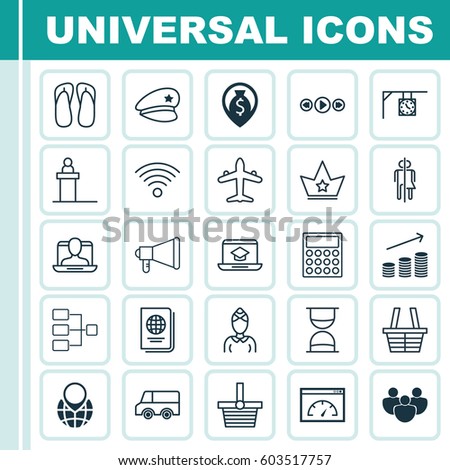 Set Of 25 Universal Editable Icons. Can Be Used For Web, Mobile And App Design. Includes Elements Such As Wireless Communications, Corona, Pannier And More.