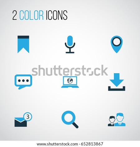 Internet Colorful Icons Set. Collection Of Location, Bookmark, Chatting And Other Elements. Also Includes Symbols Such As Web, Arrow, Inbox.