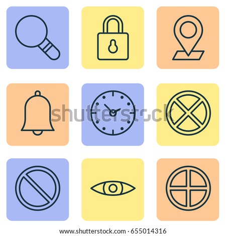 Icons Set. Collection Of Glance, Time, Alert And Other Elements. Also Includes Symbols Such As Time, Block, Lock.