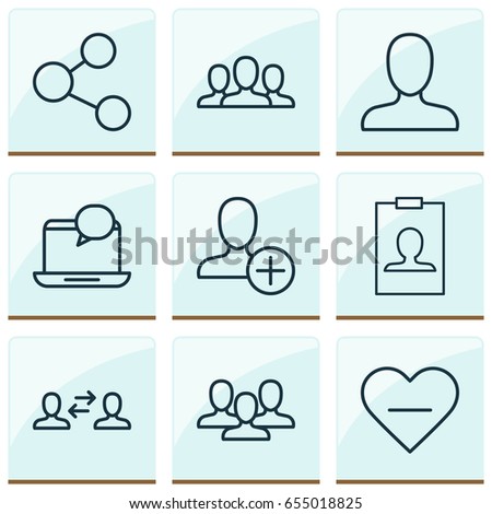 Social Icons Set. Collection Of Mail Notification, Unfollow Icon, Society And Other Elements. Also Includes Symbols Such As Employee, Social, Identity.