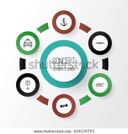 Shipping Icons Set. Collection Of Anchor, Safety Belt, Metro And Other Elements. Also Includes Symbols Such As Train, Railway, Hook.