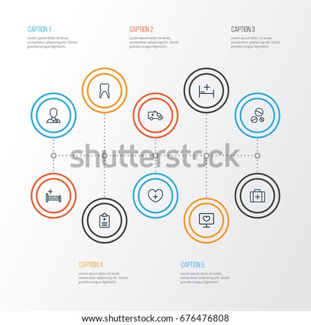 Medicine Outline Icons Set. Collection Of Car, Bed, Monitor And Other Elements. Also Includes Symbols Such As Car, Doctor, Rapport.