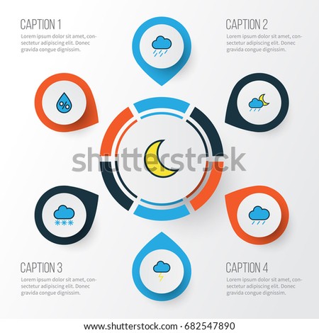 Air Colorful Outline Icons Set. Collection Of Raindrop, Cloudburst, Snowing And Other Elements. Also Includes Symbols Such As Hail, Cloud, Cloudburst.