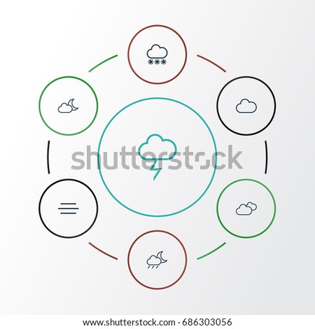 Air Outline Icons Set. Collection Of Snow, Overcast, And Other Elements. Also Includes Symbols Such As Wind, Fog, Cloudy.