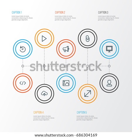 Interface Outline Icons Set. Collection Of History, Code, Announcement And Other Elements. Also Includes Symbols Such As Upload, Load, Quest.