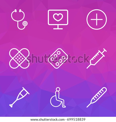 Antibiotic Outline Icons Set. Collection Of Hear, Monitor, Mark And Other Elements. Also Includes Symbols Such As Sign, Vitamin, Medical.