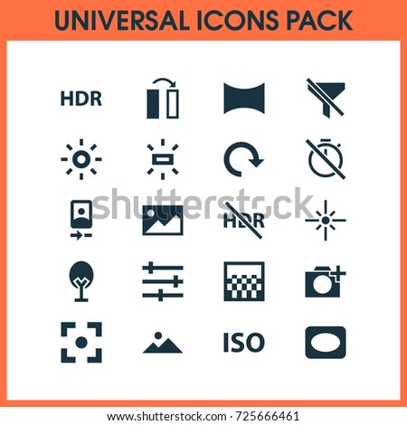 Picture Icons Set. Collection Of No Filter, Sparkle, No Timer And Other Elements. Also Includes Symbols Such As Photography, Sparkle, Picture.