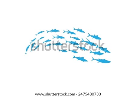 Silhouettes groups sea fishes' colony vector image, Fish background icon