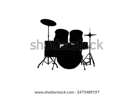 a drum set with a black and white picture of a drum set.