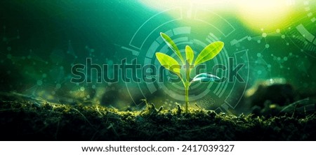 Similar – Image, Stock Photo Young researcher with protective goggles checking test tubes