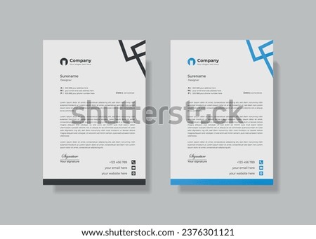 Modern Creative  Clean Business Style Vector Letterhead Bundle of your Corporate Project Clean Letterhead Design Print Template.
