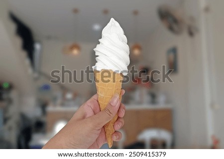 Similar – Image, Stock Photo Waffles served with fresh berries and sugar powder