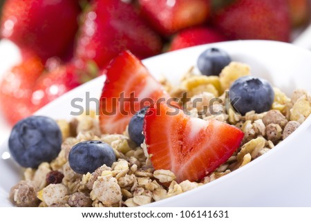 Breakfast with  cereals and fresh berries