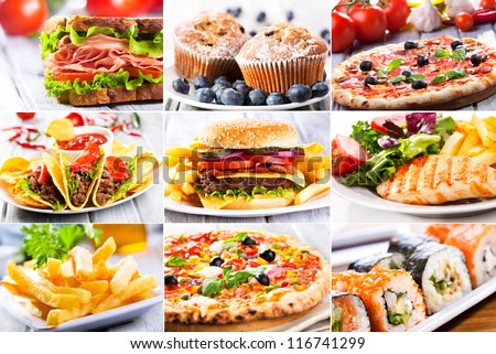 collage of various fast food products