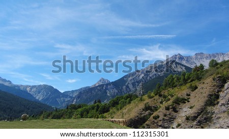 Italian landscape along the driving route from Mont Blanc tunnel to Breil-sur-Roya, PProvence-Alpes-CÃ?Â´te d\'Azur, France