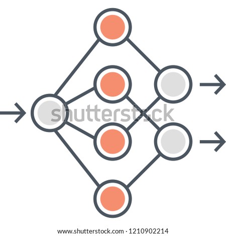 Outline vector icon of artificial neural network illustration