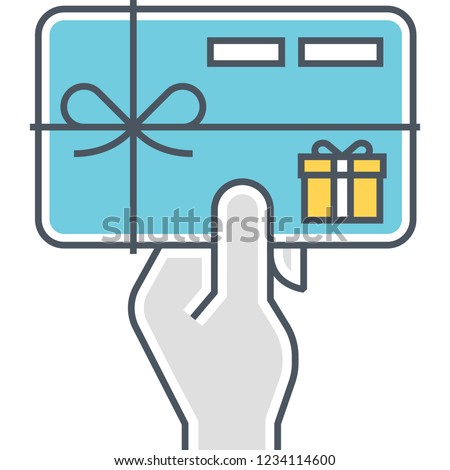 Vector flat icon of hand holding a giftcard illustration