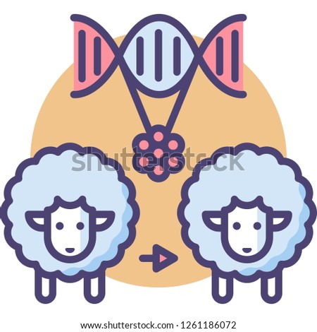 Line vector icon illustration of sheeps cloning