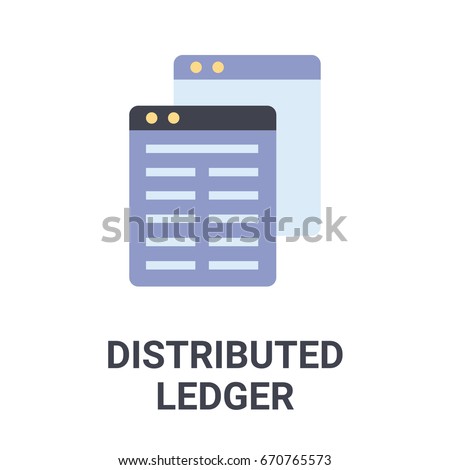 Flat illustration of a blue distributed ledger icon