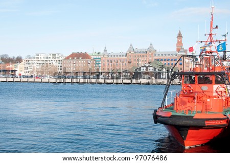 J?zyk orygina?u: angielski port of Helsingborg Zdjęcia stock © 