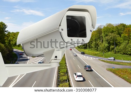 Monitoring a highway with a video camera.