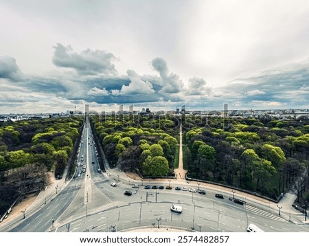 Similar – Foto Bild Siegessäule in einer Pfützenspiegelung mit Asphalt und Bordsteinkante