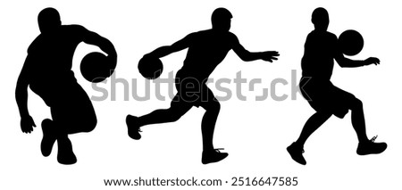 basketball players silhouettes Vector set , basketball silhouettes,set basketball player in action with ball