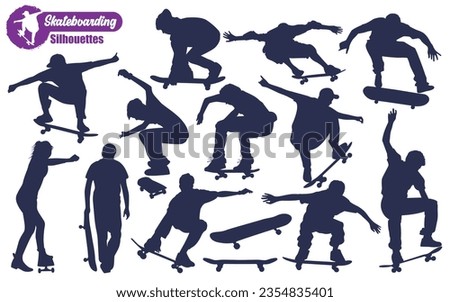 Skateboarding or Skateboarder Silhouettes Vector illustration