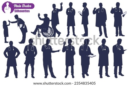 Male Doctors Silhouettes Vector illustration