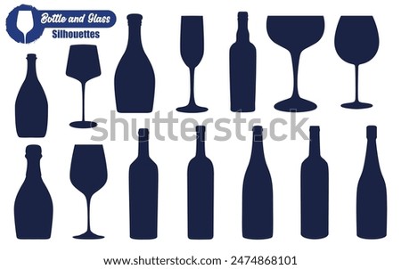 Wine Bottle and glass silhouette vector