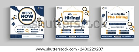 we are hiring job vacancy square banner or social media post template