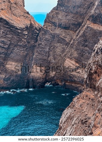 Similar – Image, Stock Photo Shore with rough mountain ridge