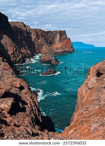Similar – Image, Stock Photo Shore with rough mountain ridge