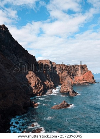 Similar – Image, Stock Photo Shore with rough mountain ridge
