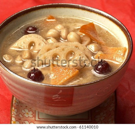 lotus soup,Chinese style lotus soup.