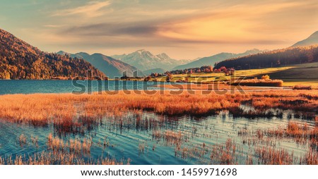 Similar – Image, Stock Photo Wonderful scenery of highland under lush dramatic clouds