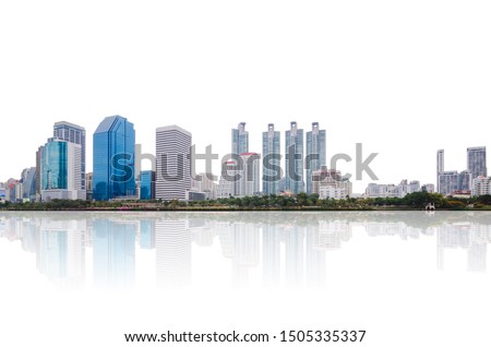 Similar – Image, Stock Photo Office buildings reflected over an urban glass facade
