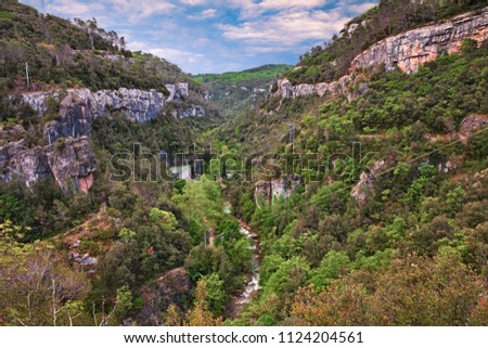 Mons, Provence, France: landscape of the Gorges de La Siagne, a deep river canyon in the nature park of the mountains Prealpes d'Azur with a hydroelectric power plant Photo stock © 