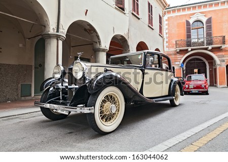 BAGNACAVALLO, RA, ITALY - NOVEMBER 10: unidentified driver on an old car Rolls-Royce 20/25 runs during the rally \