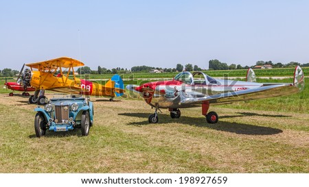 LUGO, RA, ITALY - JUNE 7: vintage car and airplanes at festival \