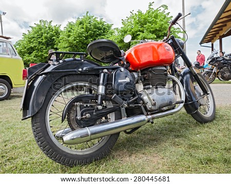 PIEVE CESATO, RA, ITALY - MAY 2: vintage motorbike Gilera B300 (1966) in classic car and motorcycle rally \